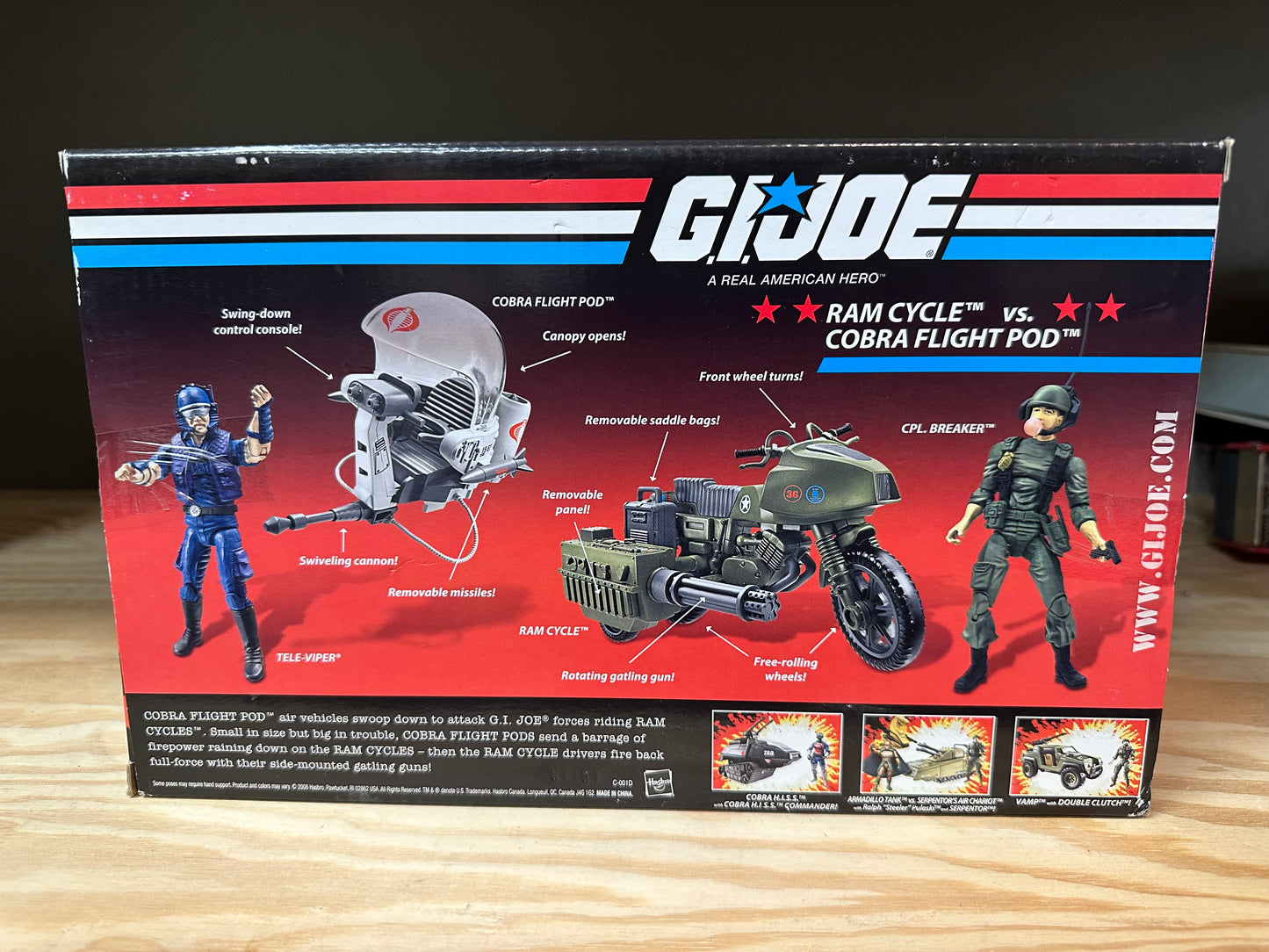 GI Joe 25th Anniversary Flight Pod Vs RAM Cycle Unused Cut Pop Action Figure Toy