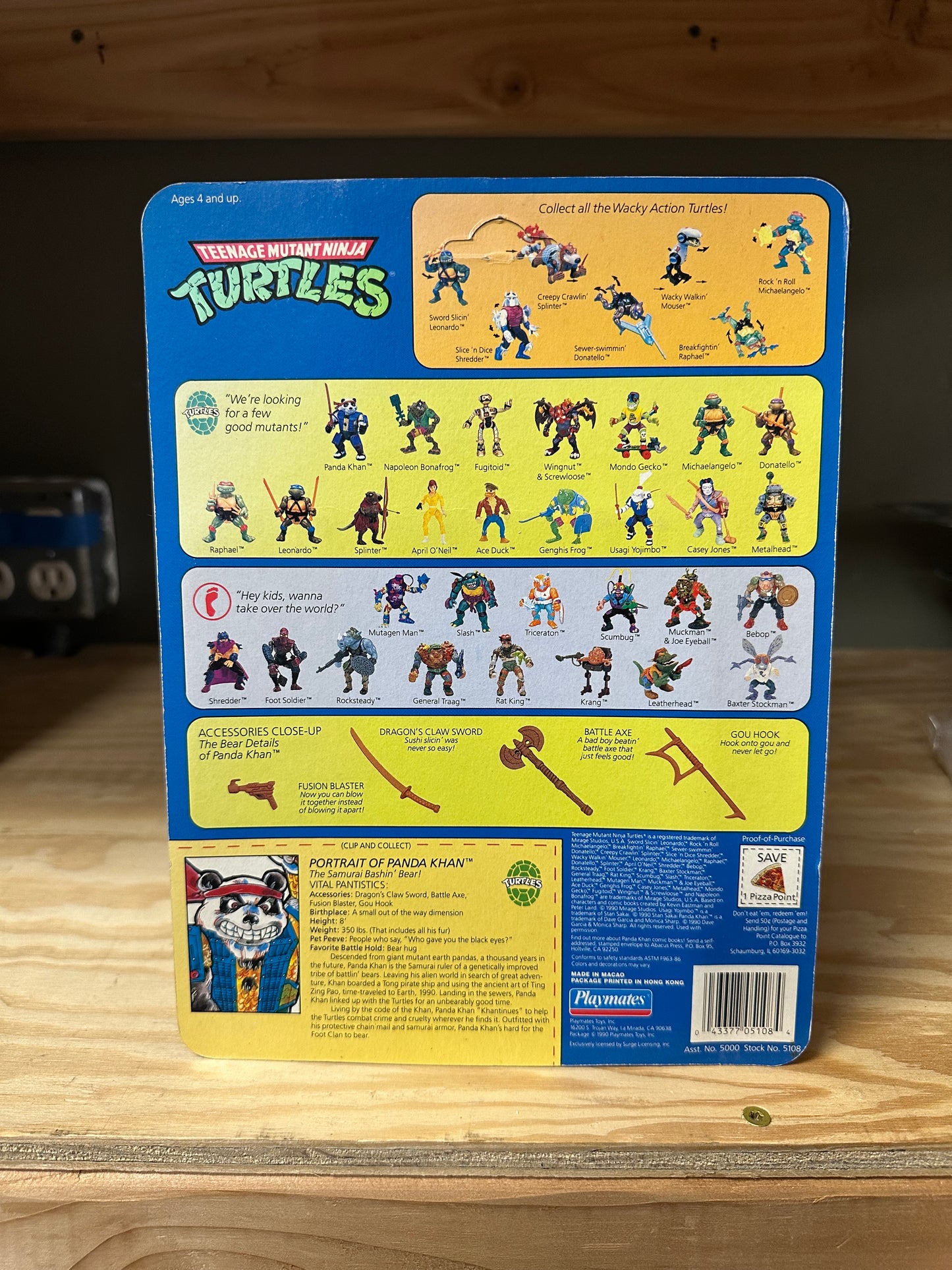 1990 TMNT Panda Khan Ninja Turtles MOC Sealed Action Figure Toy