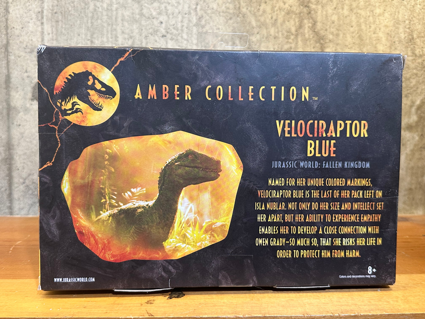 Mattel Jurassic World Amber Collection Velociraptor Blue GJN93 Sealed Box Dinosaur