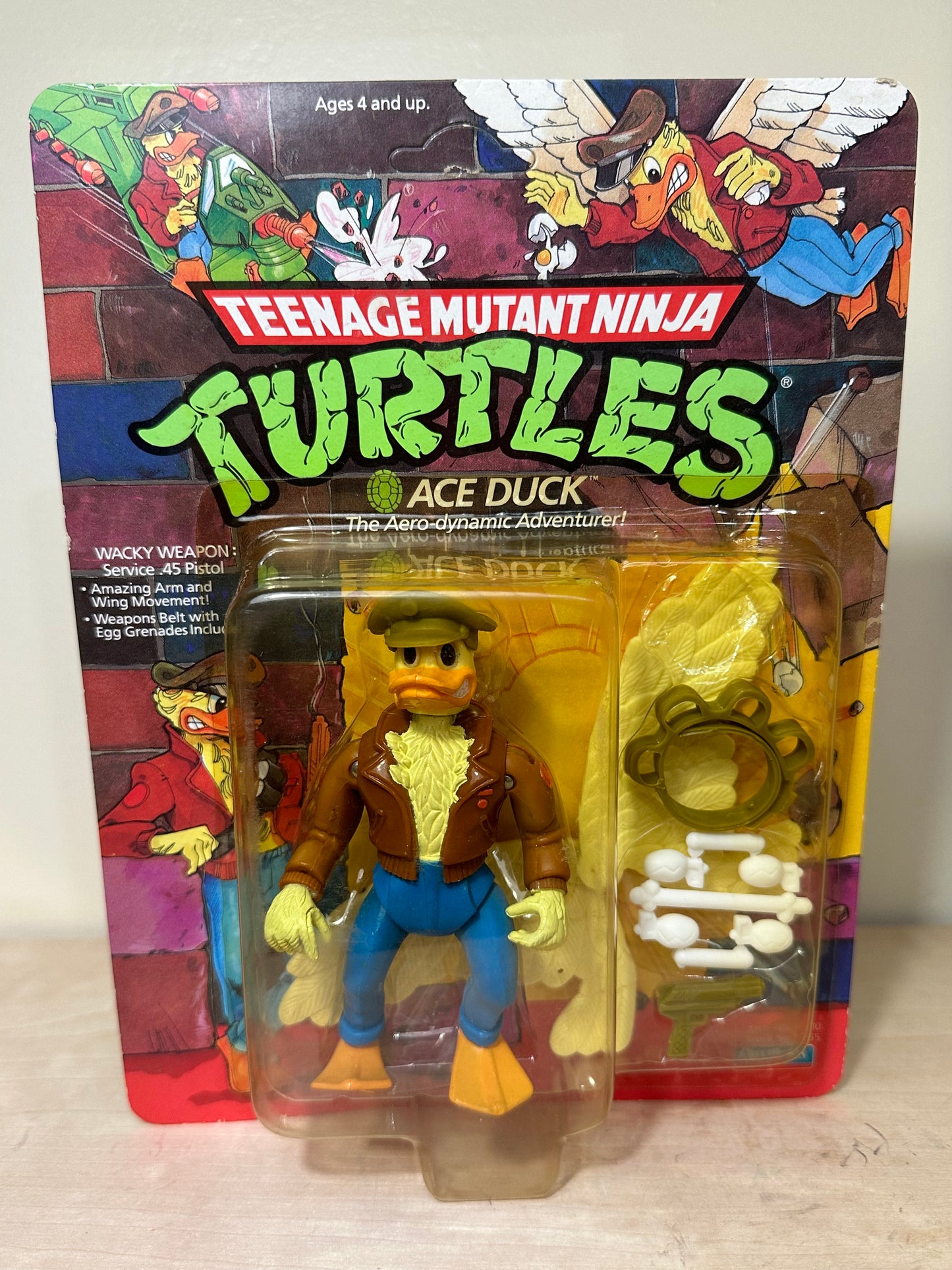 1989 TMNT MOC Ace Duck Hat On Ninja Turtles Vintage Action Figure Toy