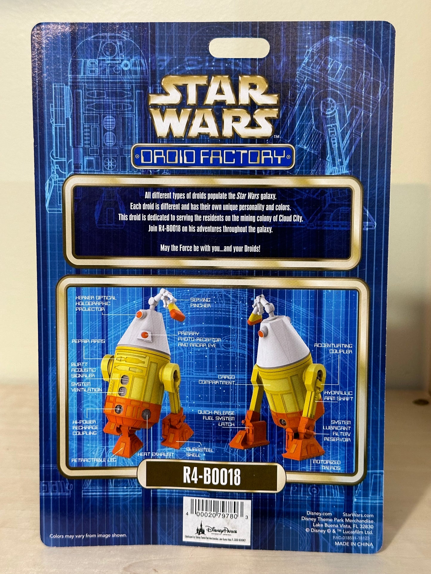 Star Wars Droid Factory R4-B0018 Disney Parks Action Figure MOc