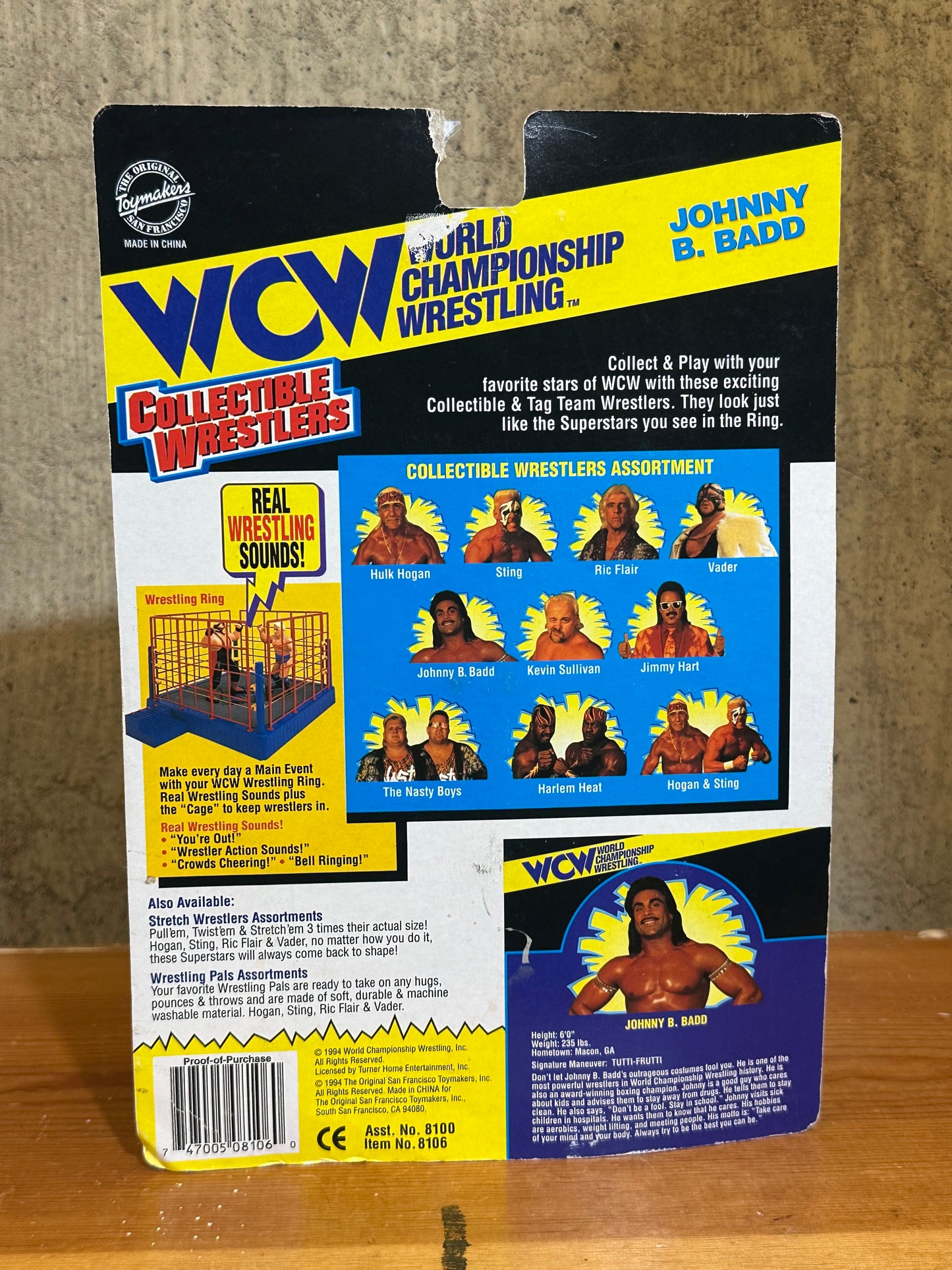 Johnny B. Badd WCW Vintage Wrestlers New in package The Original Toymakers 1994 WWF WWE