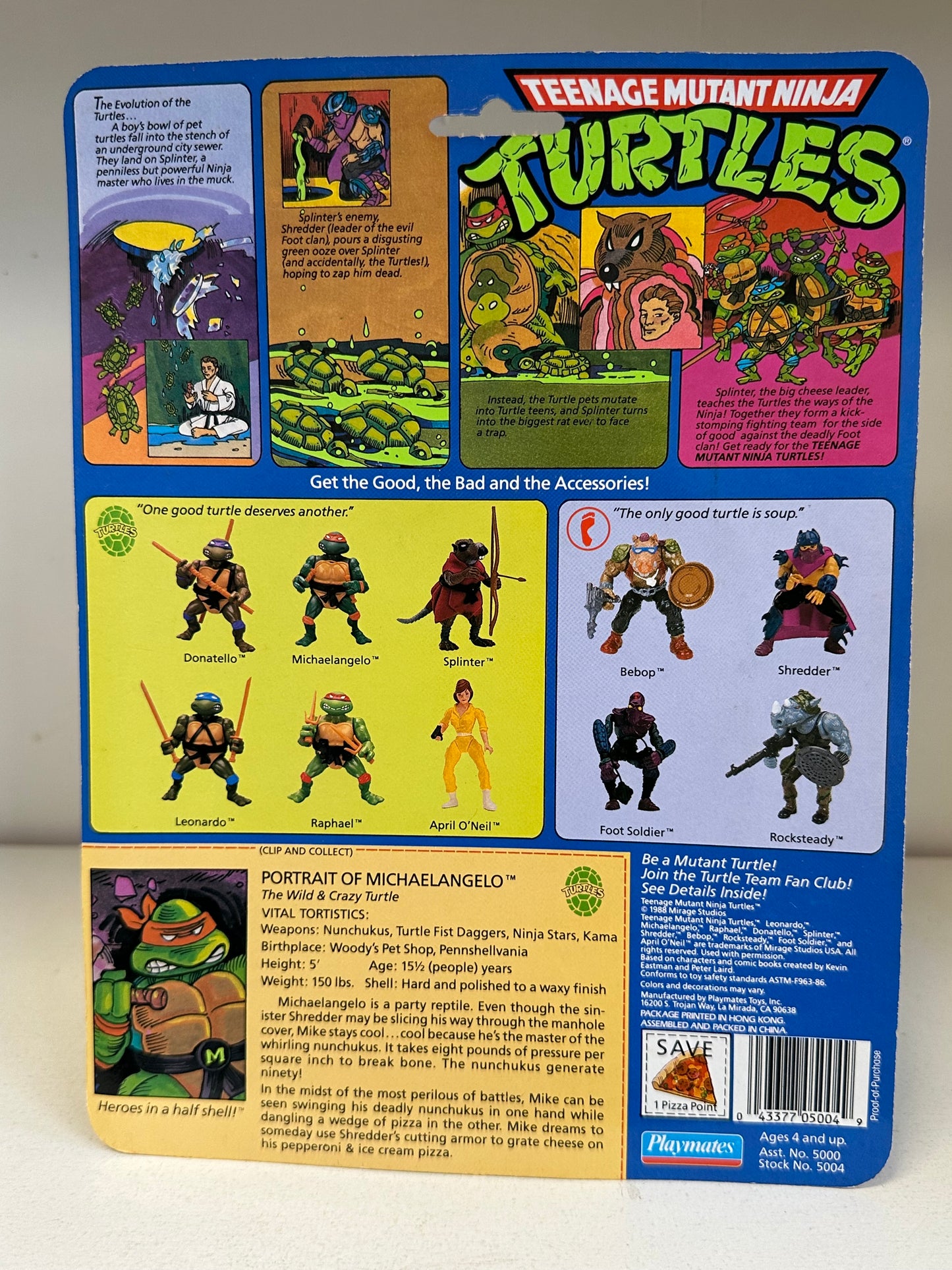 1988 TMNT Soft Head Michaelangelo Vintage ninja turtles Action figure toy MOC