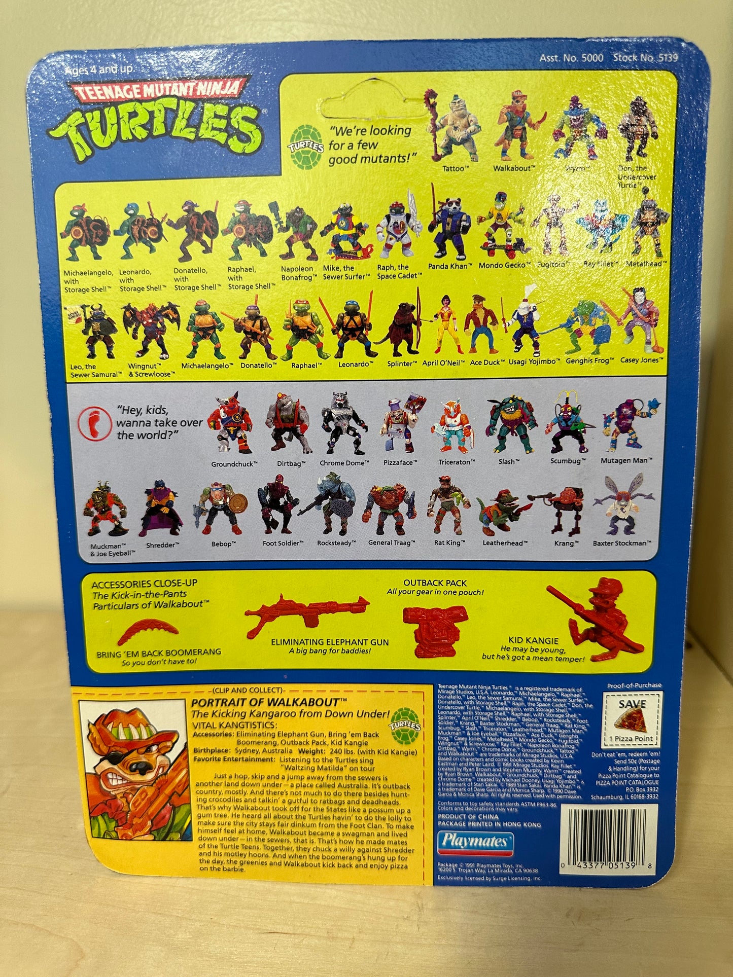 1991 TMNT Walkabout MOC Vintage Ninja Turtles Action Figure Toy