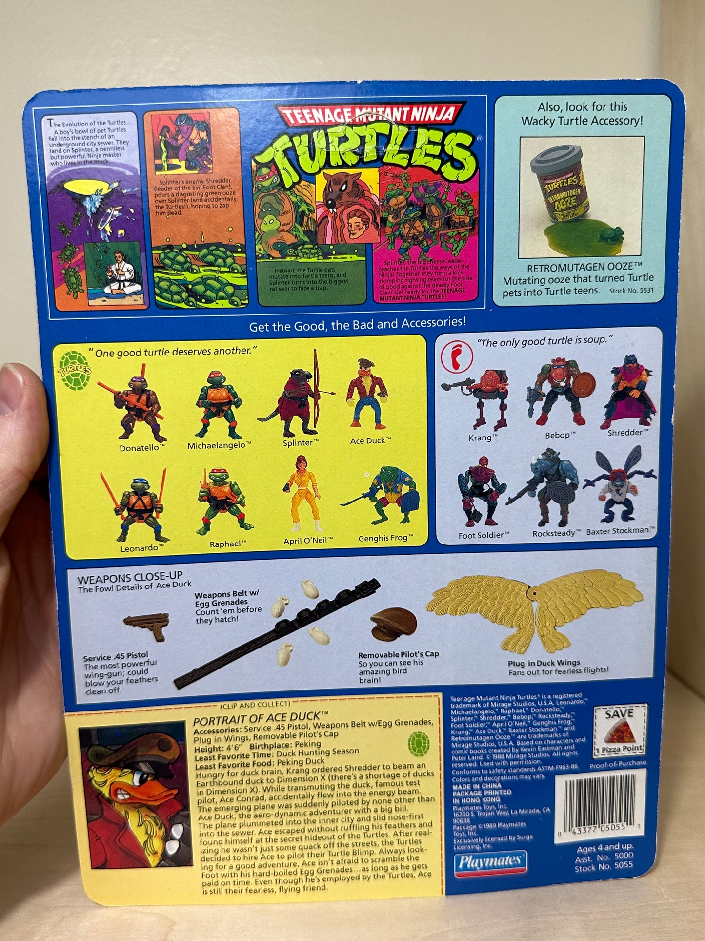 1989 TMNT MOC Ace Duck Hat On Ninja Turtles Vintage Action Figure Toy