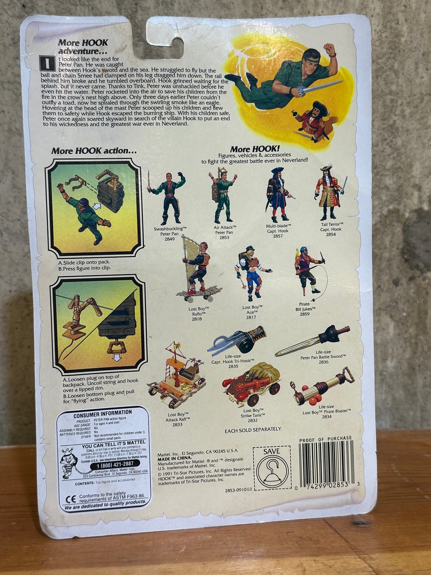 Air Attack Peter Pan Hook Movie Action Figure MOC Toy Mattel 1991