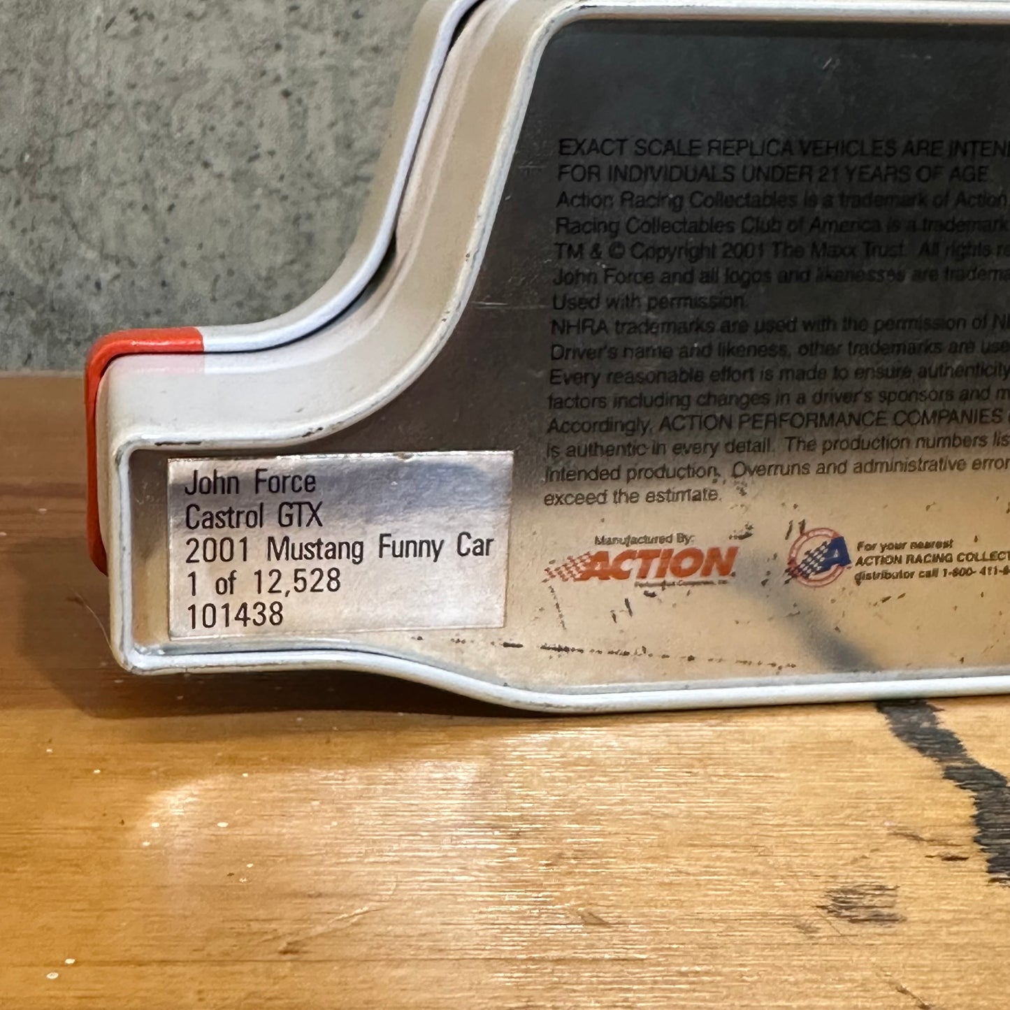 2001 Action 1:64 John Force Castrol GTX NHRA Mustang Funny Car Tin Oil Quart
