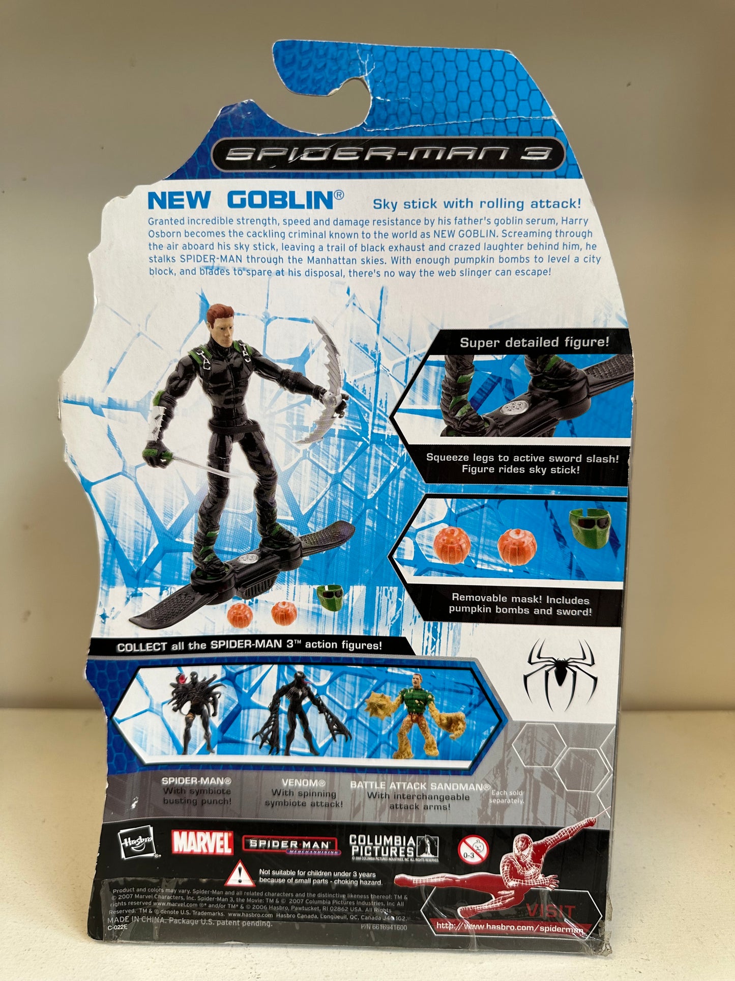 Marvel Spider-Man 3 New Goblin Sky Stick with Rolling Attack Sealed on Card