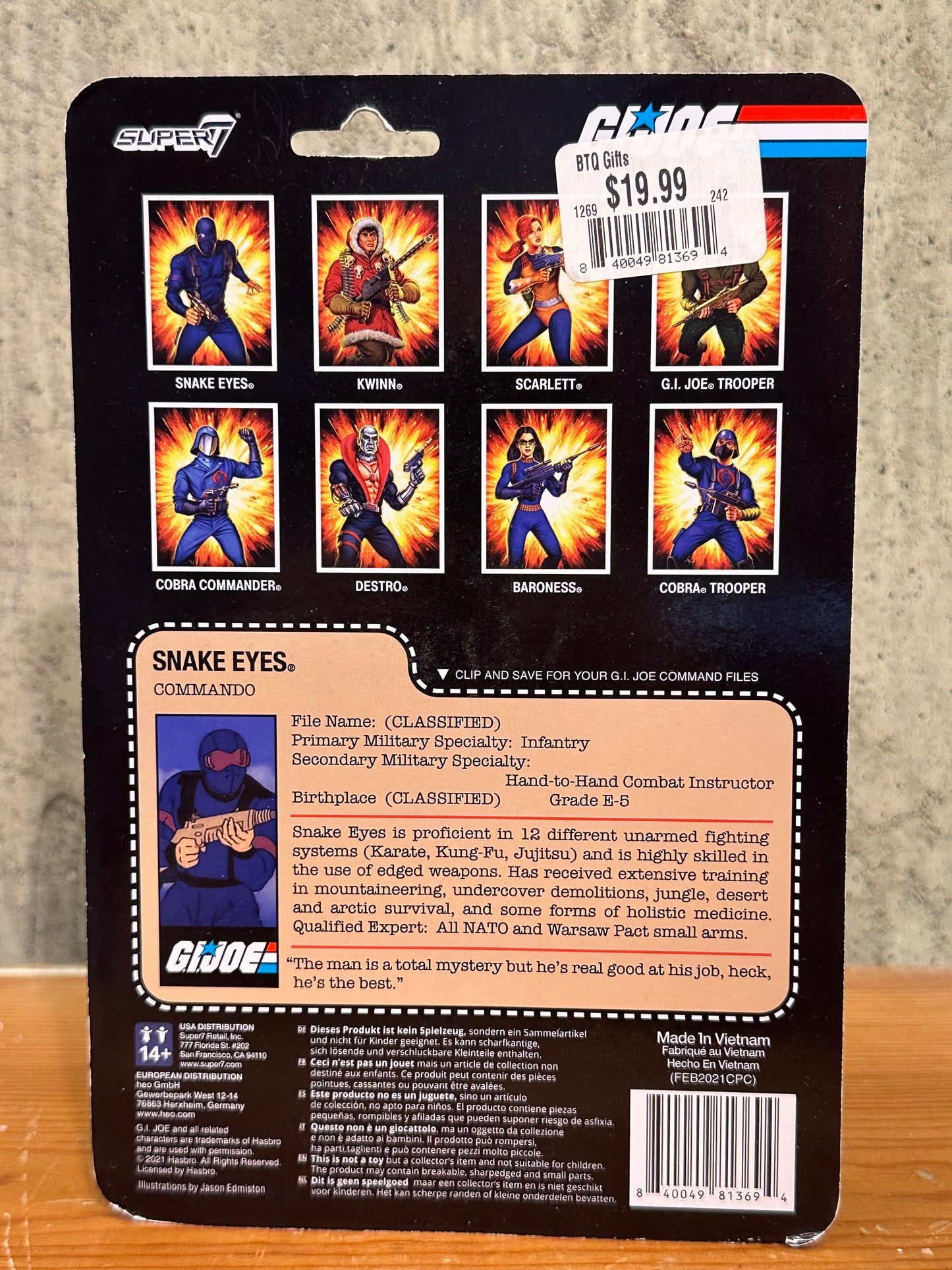 Snake Eyes Commando Super 7 GI Joe Action Figure MOC