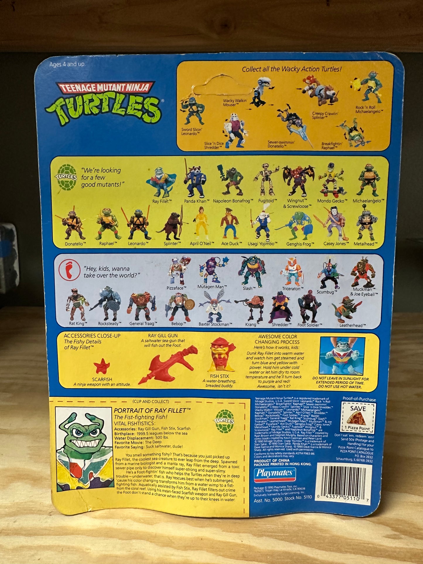 1990 TMNT Ray Filet Ninja Turtles Action Figure MOC