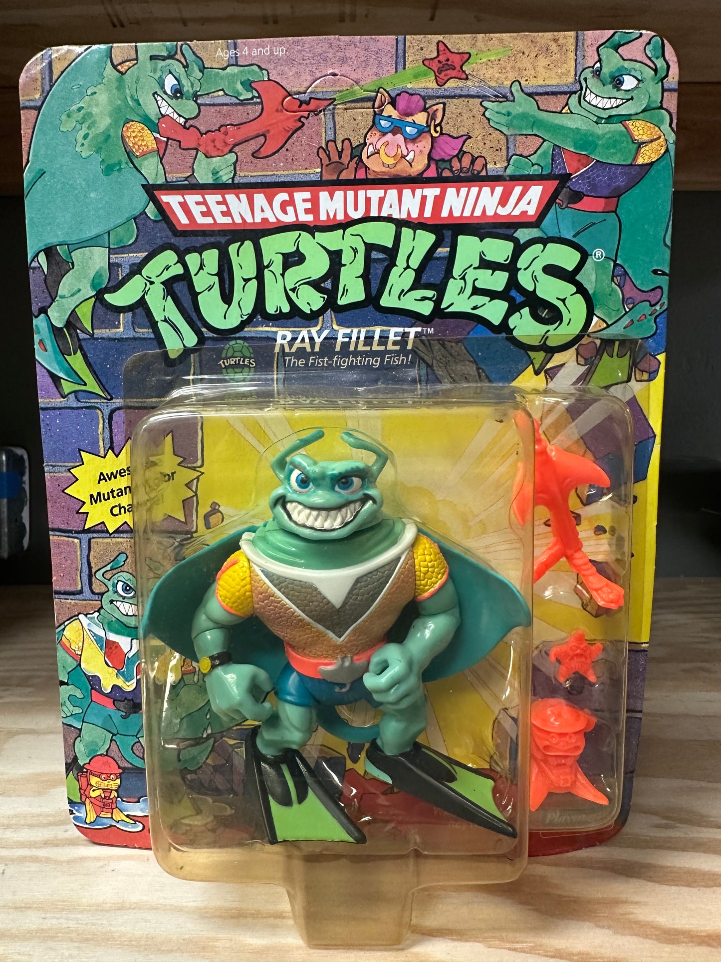 1990 TMNT Ray Filet Ninja Turtles Action Figure MOC