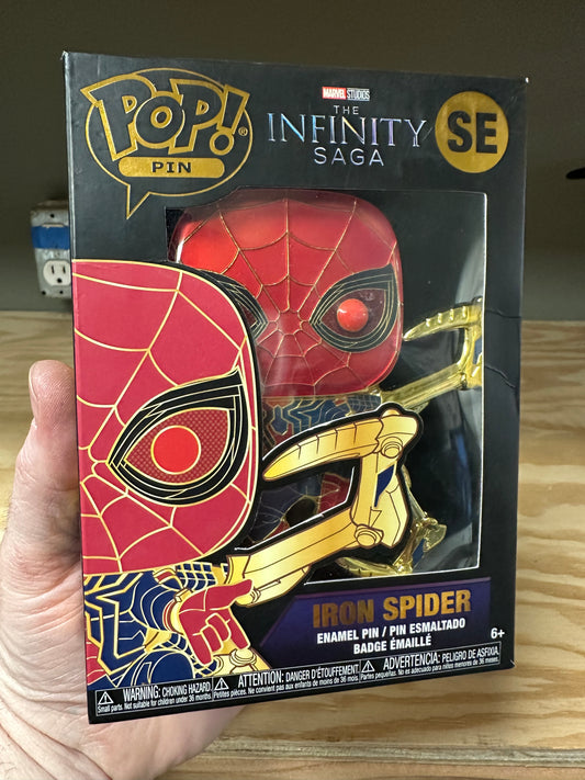 Spider-Man Funko Pop Enamel Pin Marvel Damaged Box