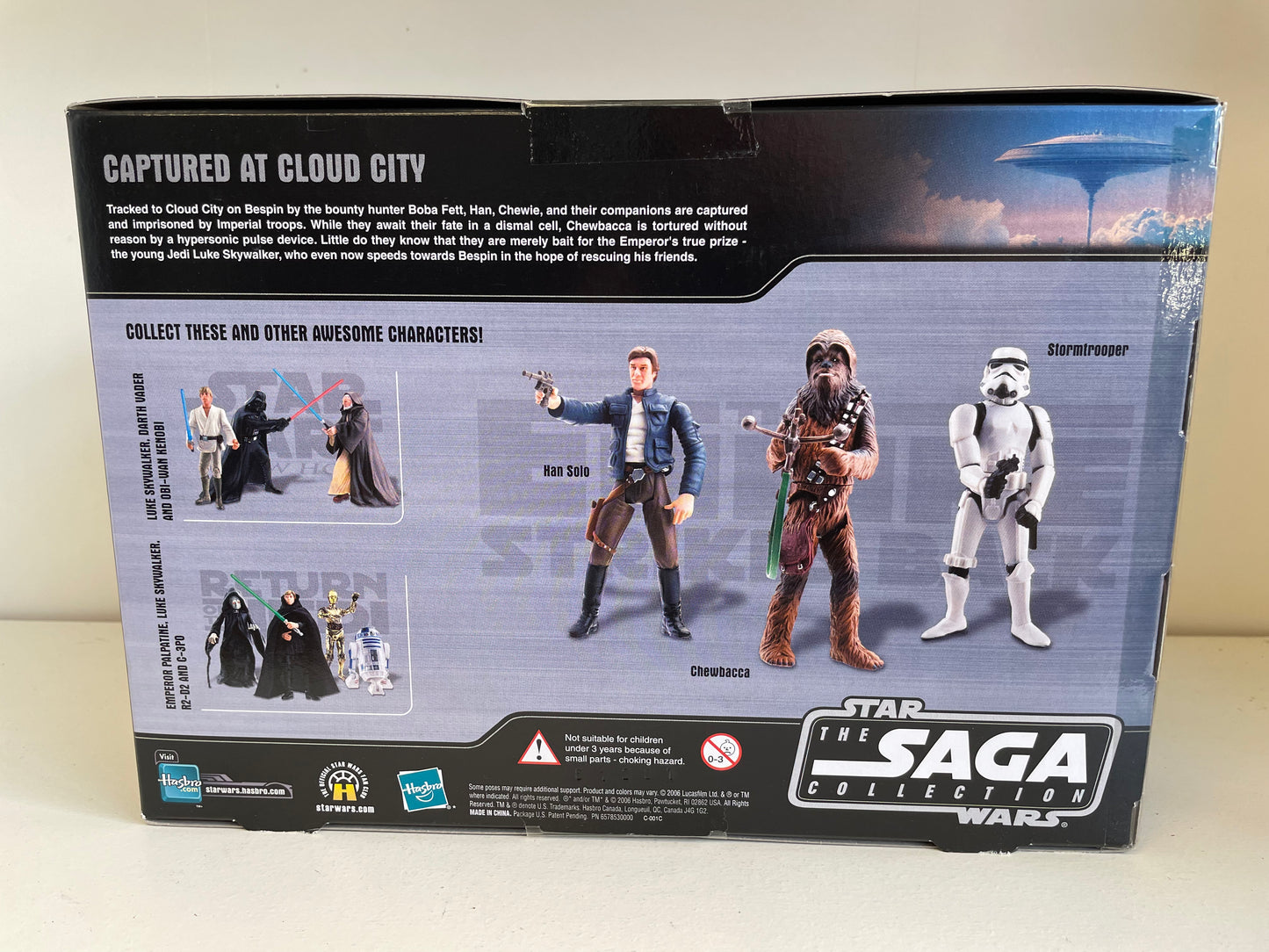 Star Wars Saga Collection Commorative 3 Pack Cloud City Han Solo Chewbacca Stormtrooper