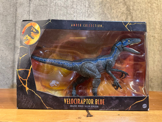 Mattel Jurassic World Amber Collection Velociraptor Blue GJN93 Sealed Box Dinosaur