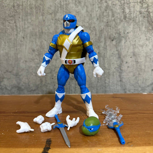 Blue Ranger Leonardo Complete TMNT MMPR Crossover Complete Action Figure Toy