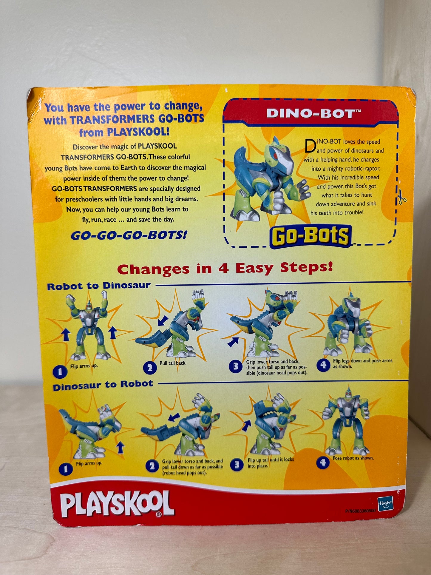 Transformers Go-Bots Dino-Bot Playskool MOC 2002 Sealed Action Figure Toy