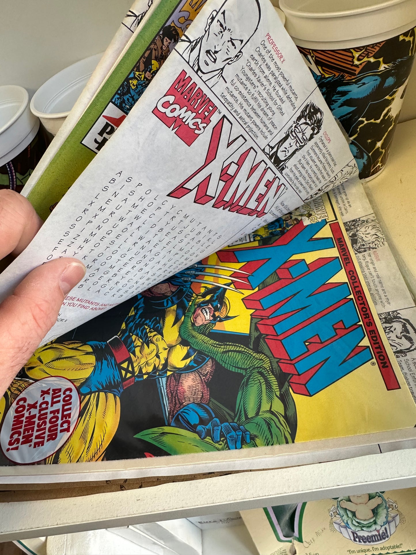 Marvel X-Men Pizza Hut Collectible Kit Cups Box Lids Comics