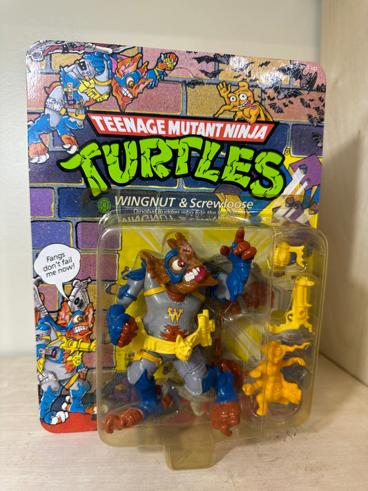 1990 TMNT Wingnut & Screwloose MOC Vintage Ninja Turtles Action Figure Toy