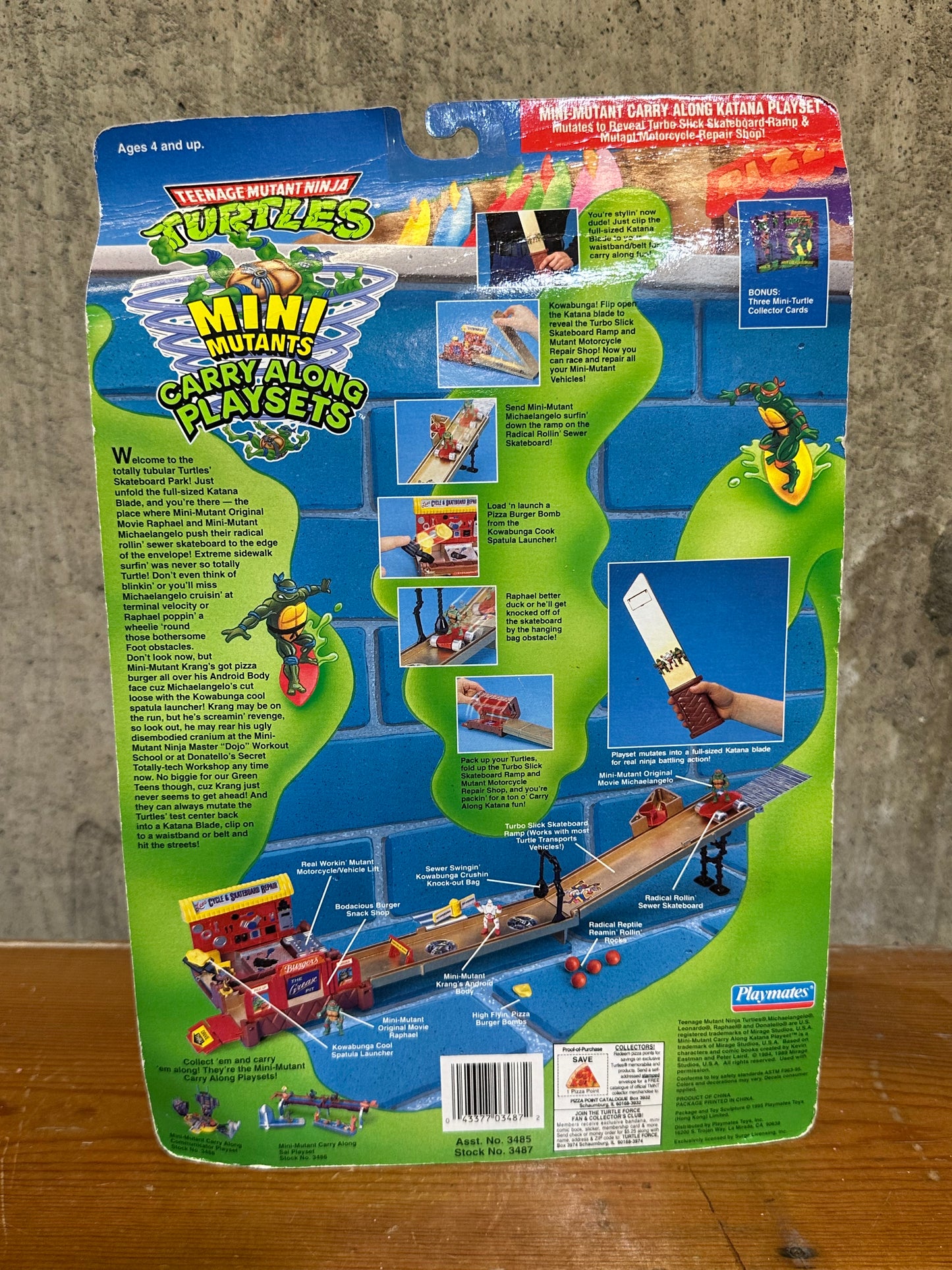 Mini-Mutant Carry Along Katana Playset TMNT Krang Michaelangelo Sealed On Card Set