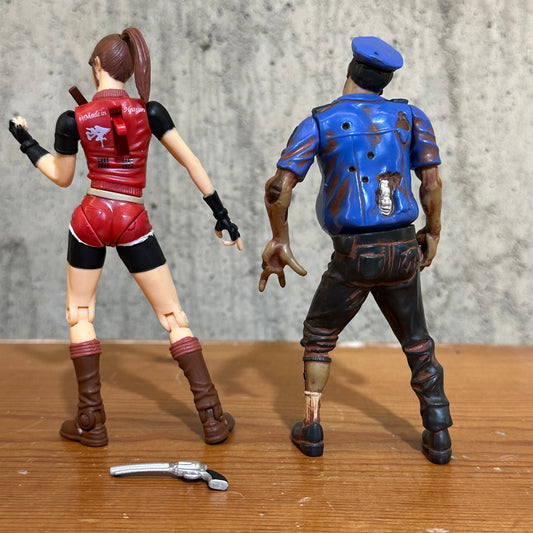 Claire Redfield & Zombie Cop 1998 Resident Evil 2 Toy Biz Capcom Incomplete