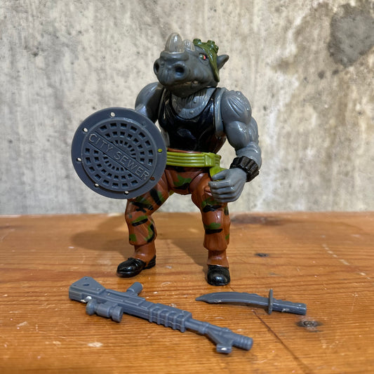 Rocksteady Complete 1988 Soft Head Vintage TMNT Ninja Turtles Action Figure Toy