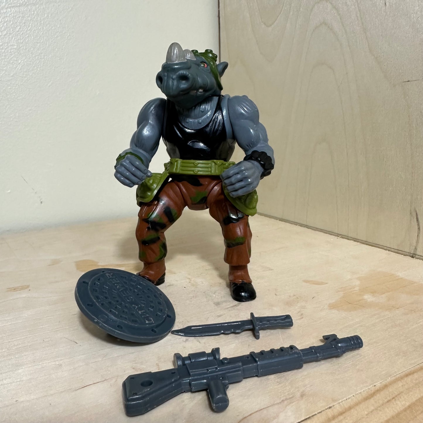 1988 TMNT Soft Head Rocksteady Complete Vintage Ninja Turtles Action Figure Toy