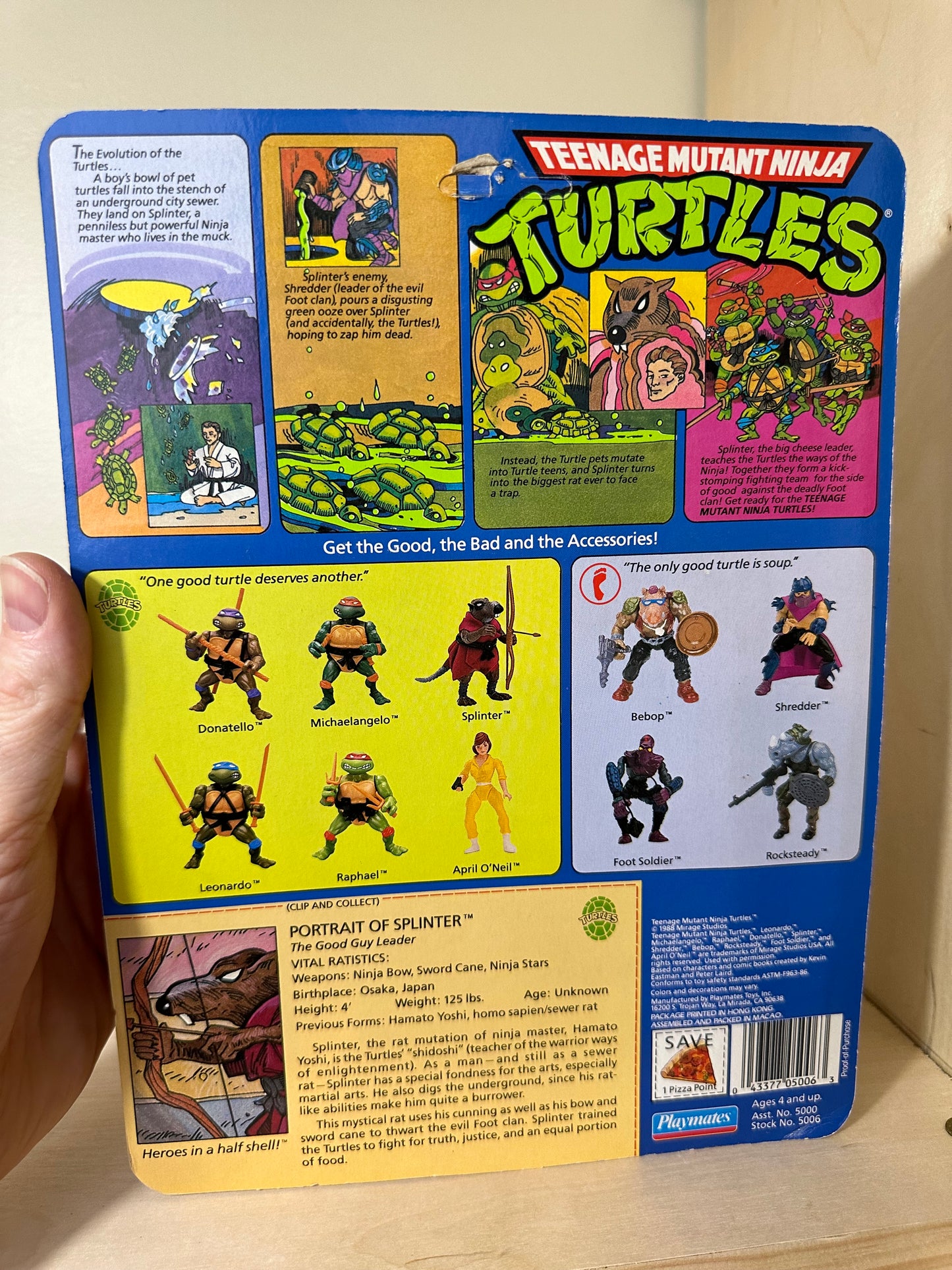 1988 TMNT 10-Back Splinter Soft Head Sealed Ninja Turtles Action Figure