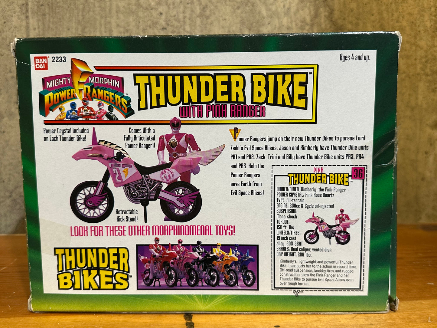 Thunder Bike with Pink Ranger MMPR Vintage Sealed Vehicle Set