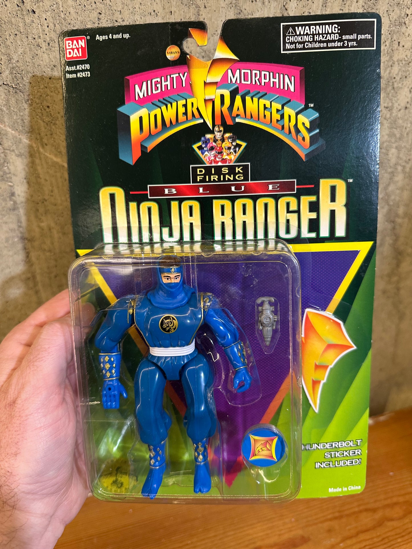 Disc Firing Blue Ninja Ranger MMPR Sealed MOC