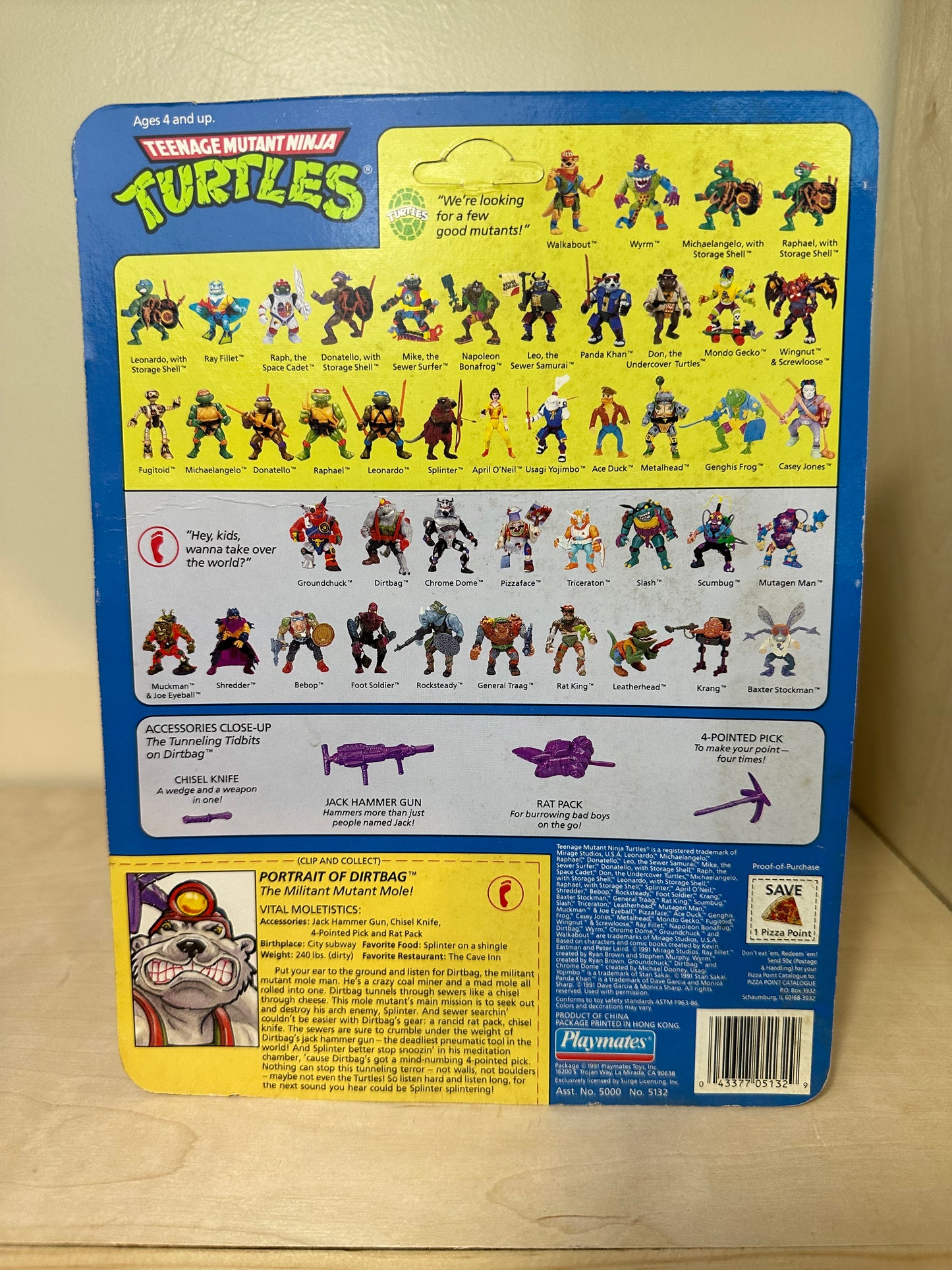 1991 TMNT Dirtbag MOC Vintage Ninja Turtles Action Figure Toy