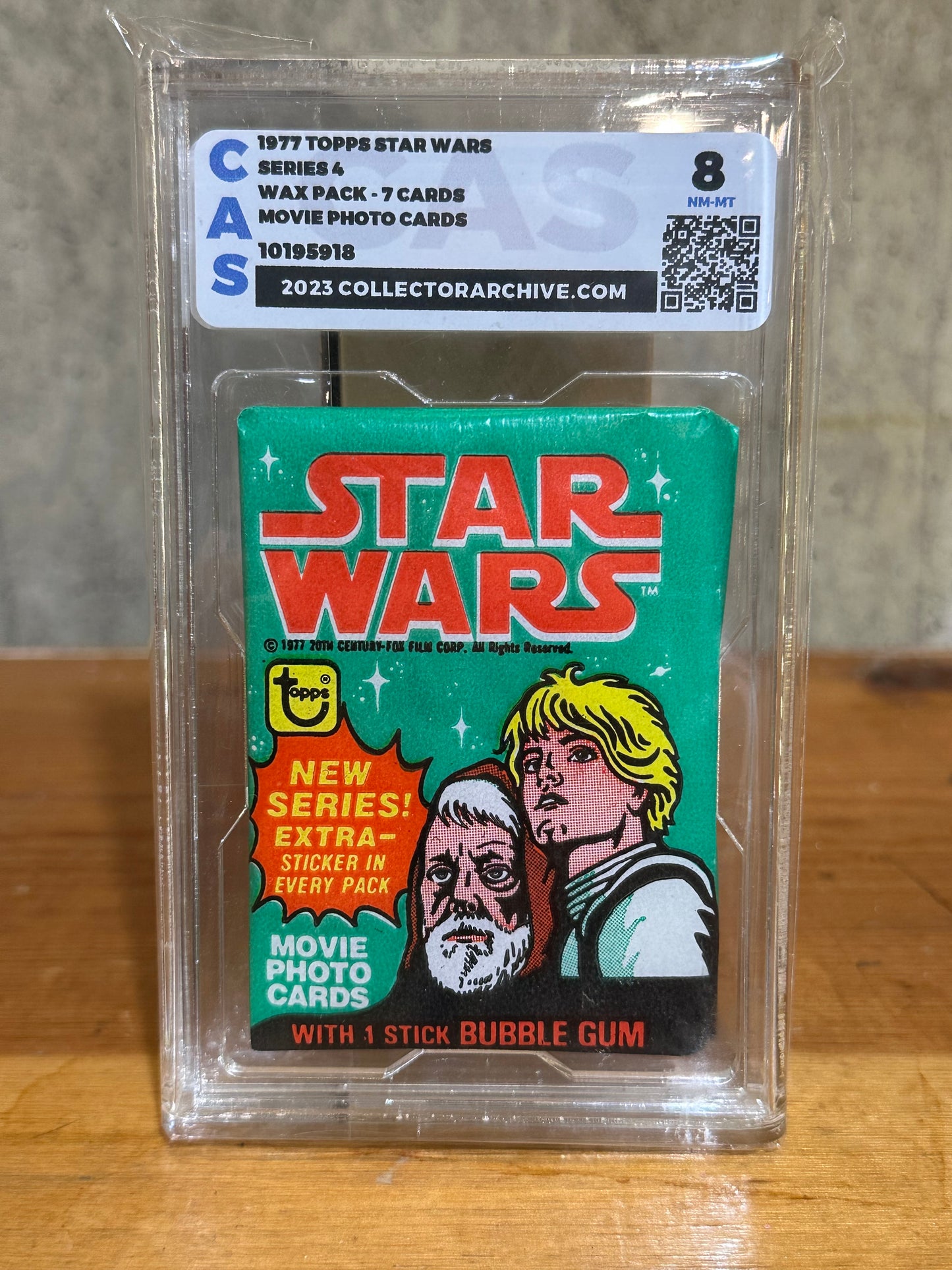 Star Wars Sealed Wax Pack Series 4 Graded by CAS 8 NM-MT Movie Photo Cards