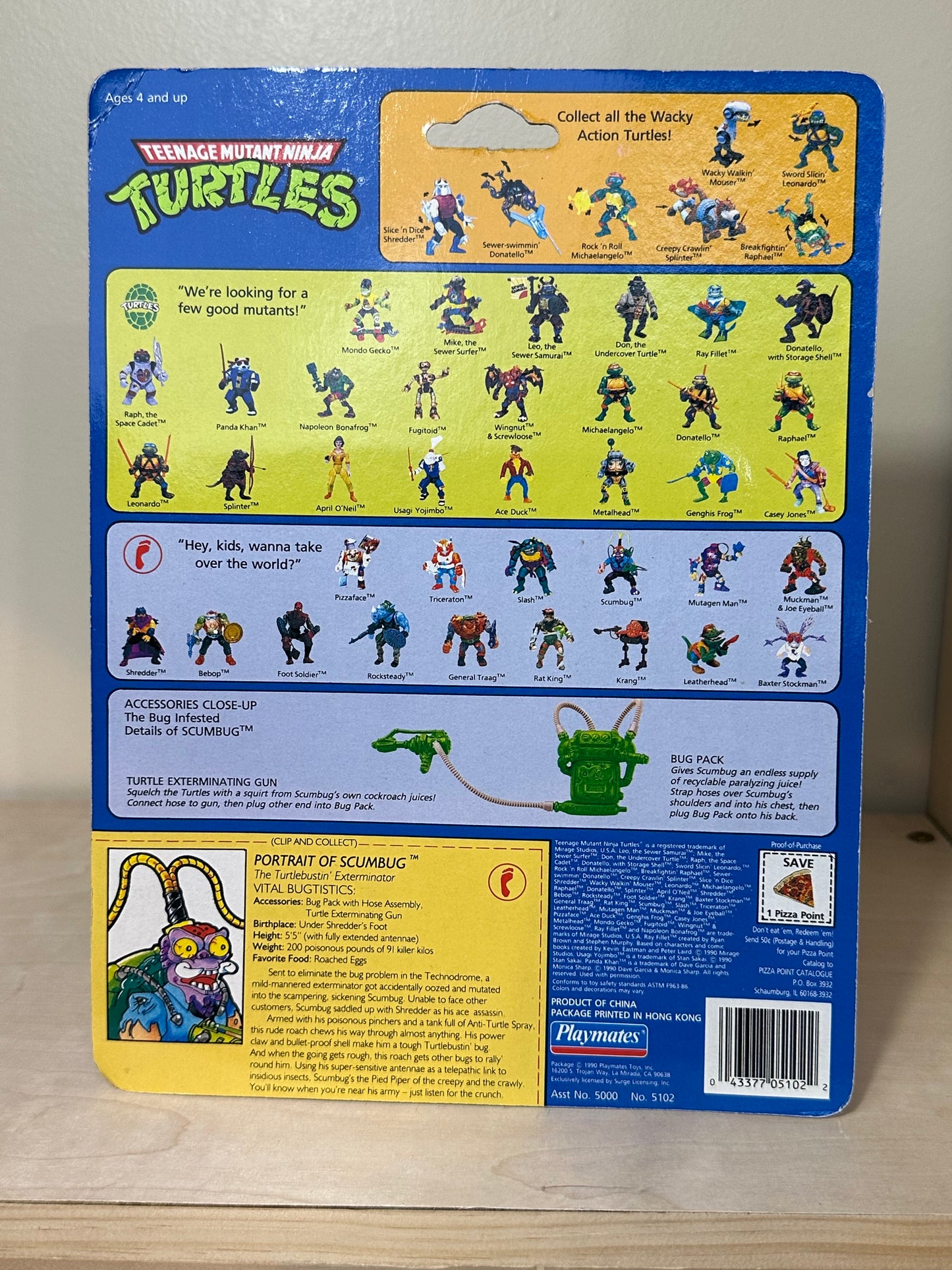 1990 TMNT Scumbug MOC Ninja Turtles Vintage Action Figure Toy