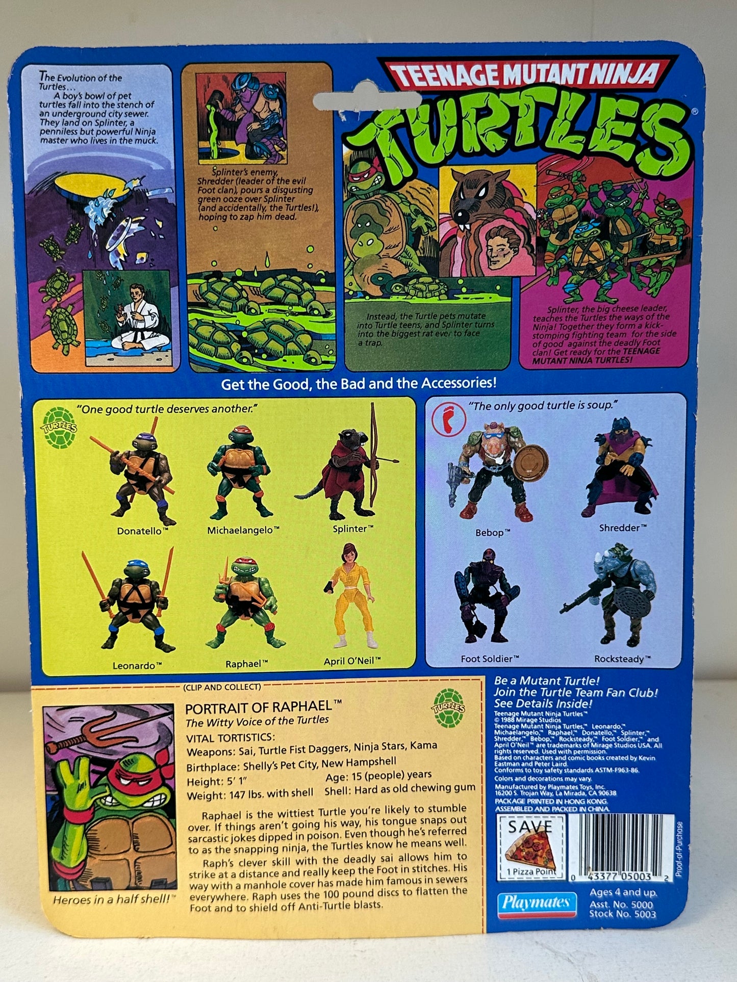 1988 TMNT 10-Back Raphael Soft Head MOC Vintage Ninja Turtles Action Figure Toy