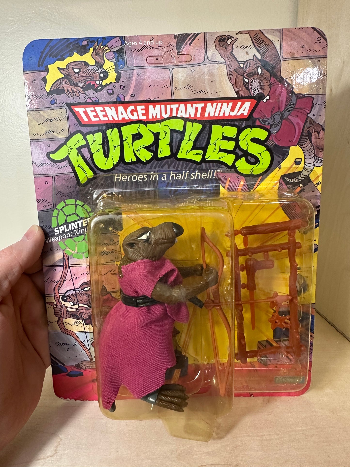 1988 TMNT 10-Back Splinter Soft Head Sealed Ninja Turtles Action Figure