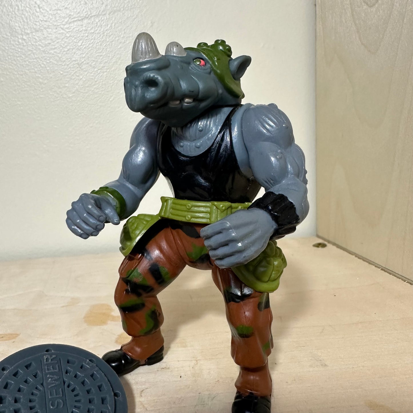 1988 TMNT Soft Head Rocksteady Complete Vintage Ninja Turtles Action Figure Toy