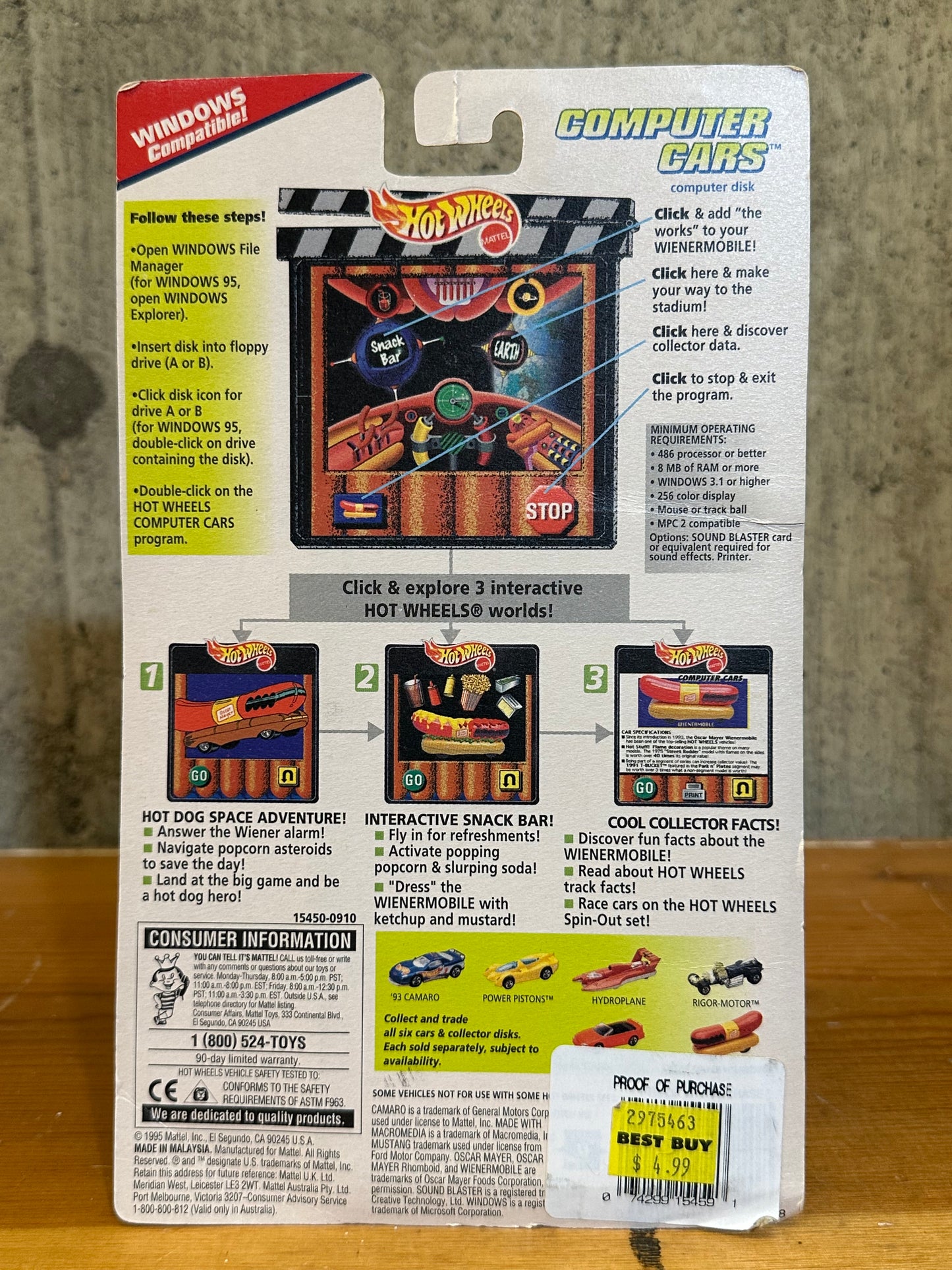 Weinermobile Hot Wheels Computer Cars MoC 1996 Sealed Vintage Car Toy