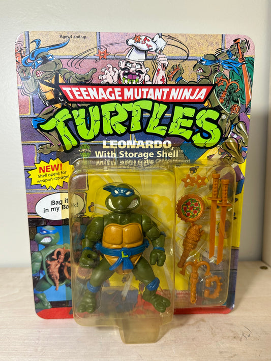 1991 TMNT Storage Shell Leonardo MOC Vintage Ninja Turtles Action Figure Toy Toys