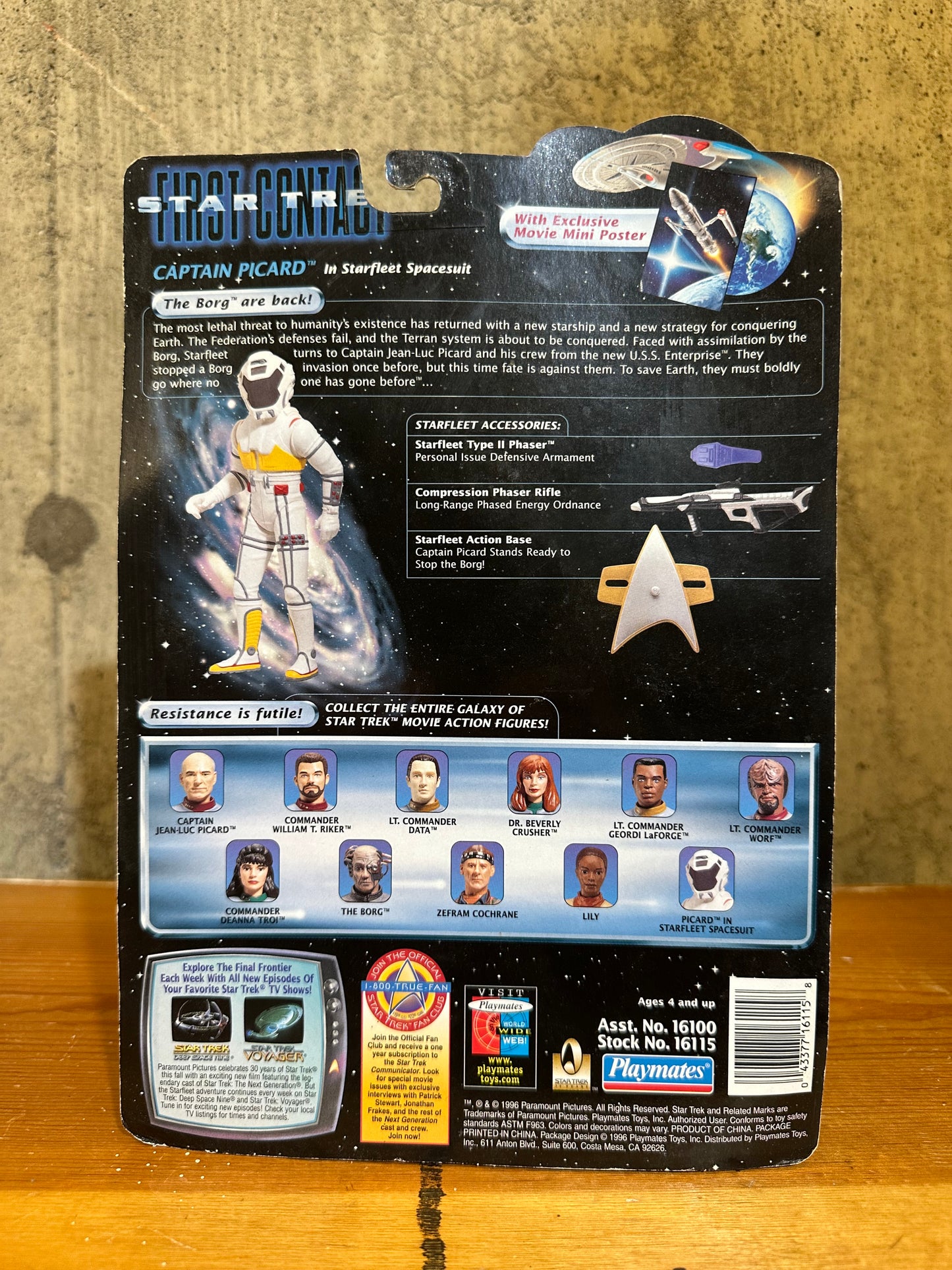Captain Picard Star fleet Spacesuit MOC Playmates Action Figure Toy
