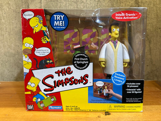 The Simpsons First Church of Springfield Set w/ Rev Lovejoy (Playmate 2001) New