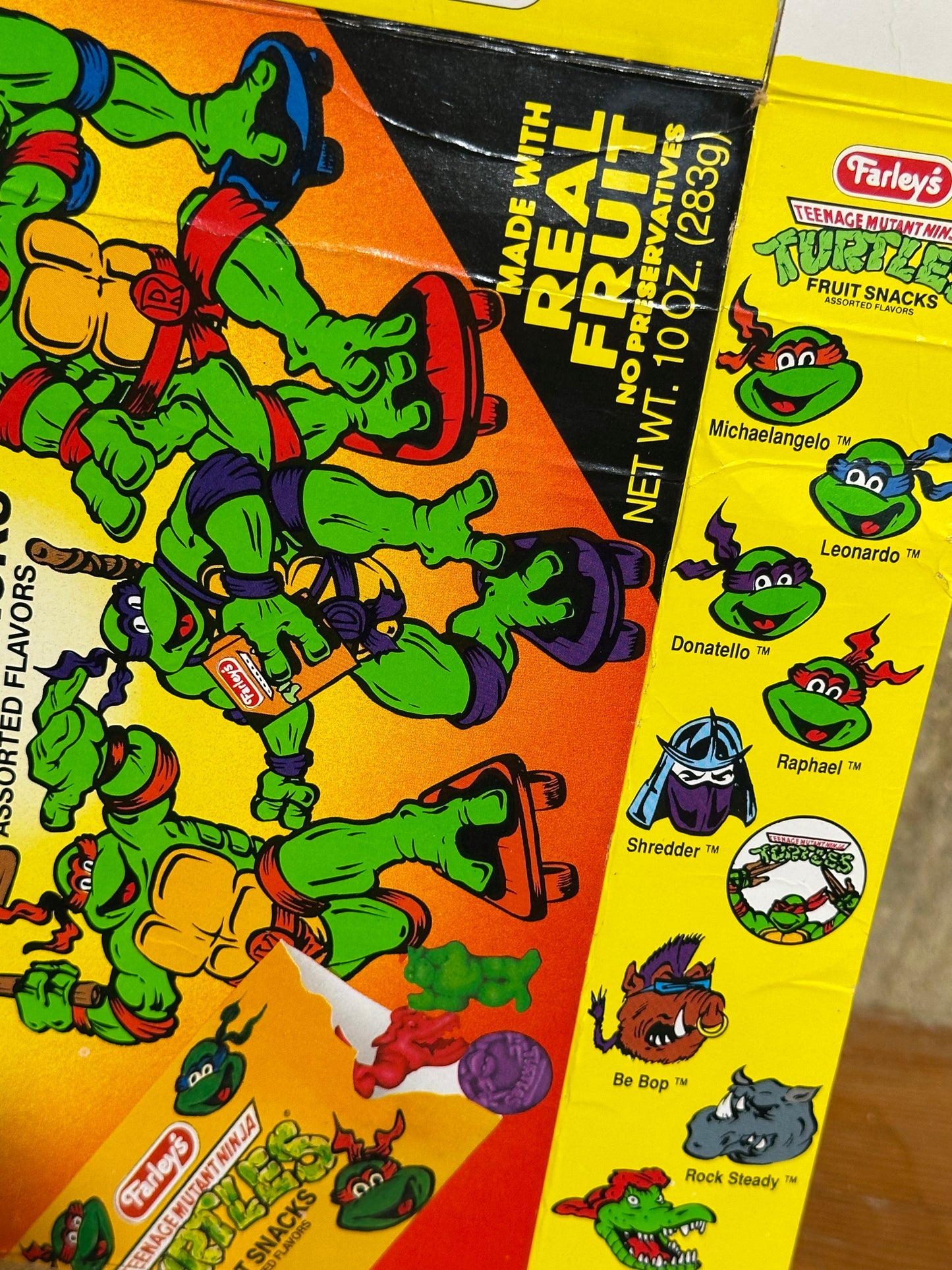 Fruit Snacks Flat Box TMNT Ninja Turtles Farley’s 1990