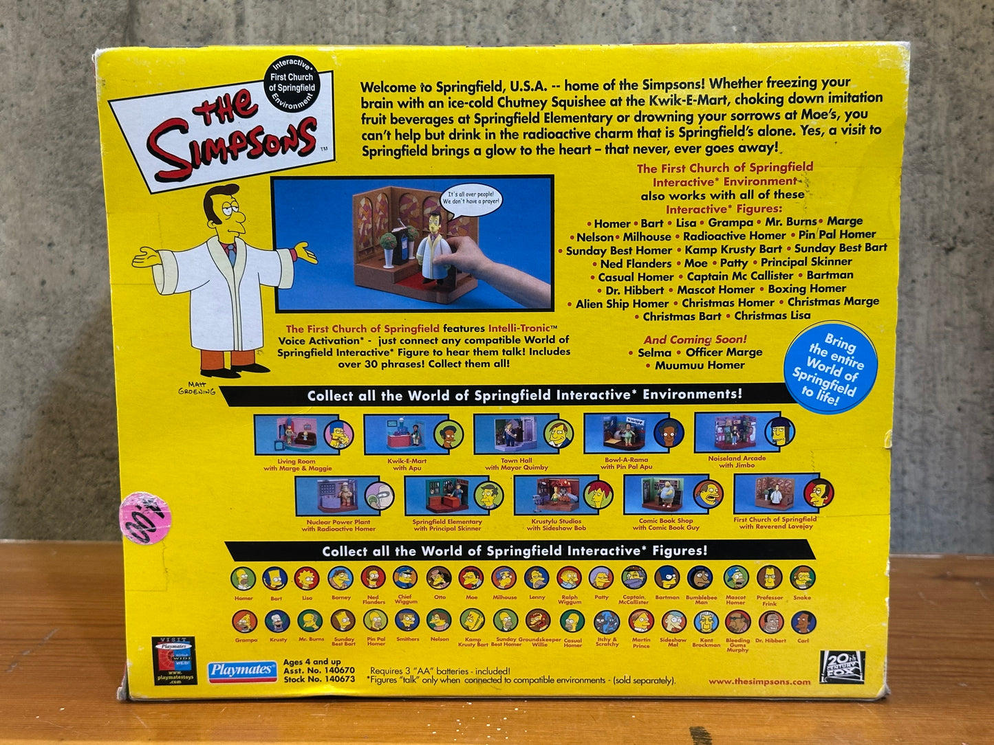 The Simpsons First Church of Springfield Set w/ Rev Lovejoy (Playmate 2001) New