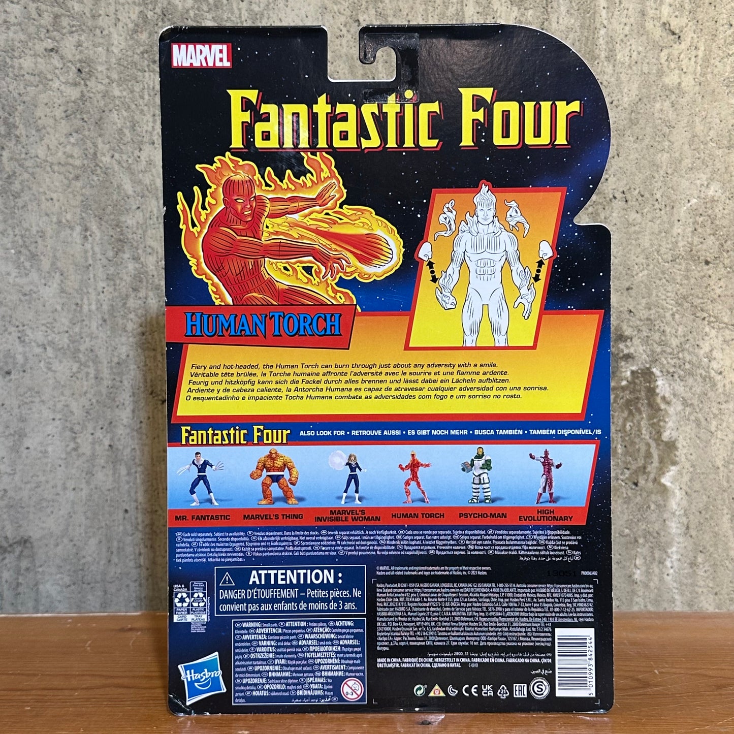 Marvel Legends FF Human Torch MOC Retro Card Action Figure Toy