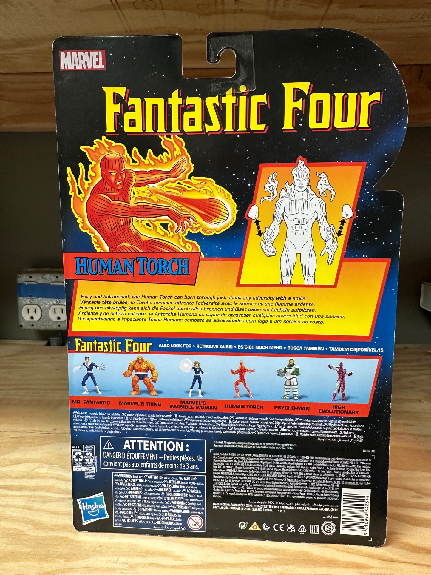 Marvel Legends FF Human Torch MOC Retro Card Action Figure Toy