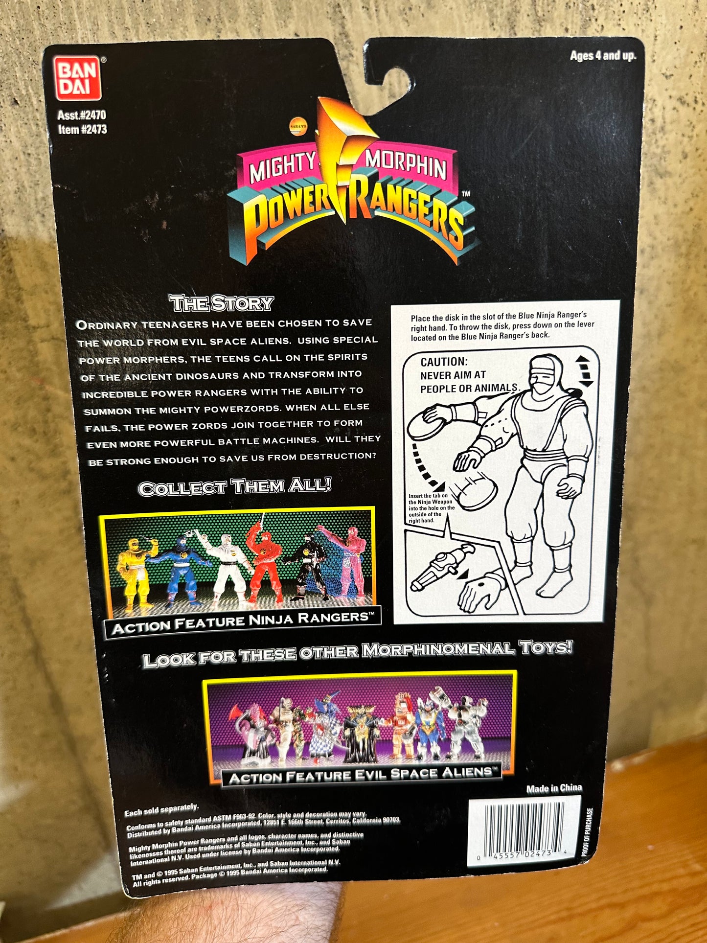 Disc Firing Blue Ninja Ranger MMPR Sealed MOC