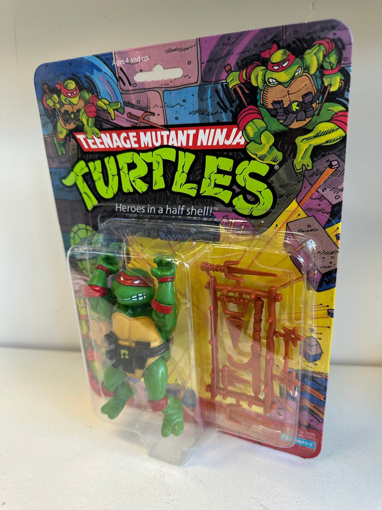 1988 TMNT 10-Back Raphael Soft Head MOC Vintage Ninja Turtles Action Figure Toy