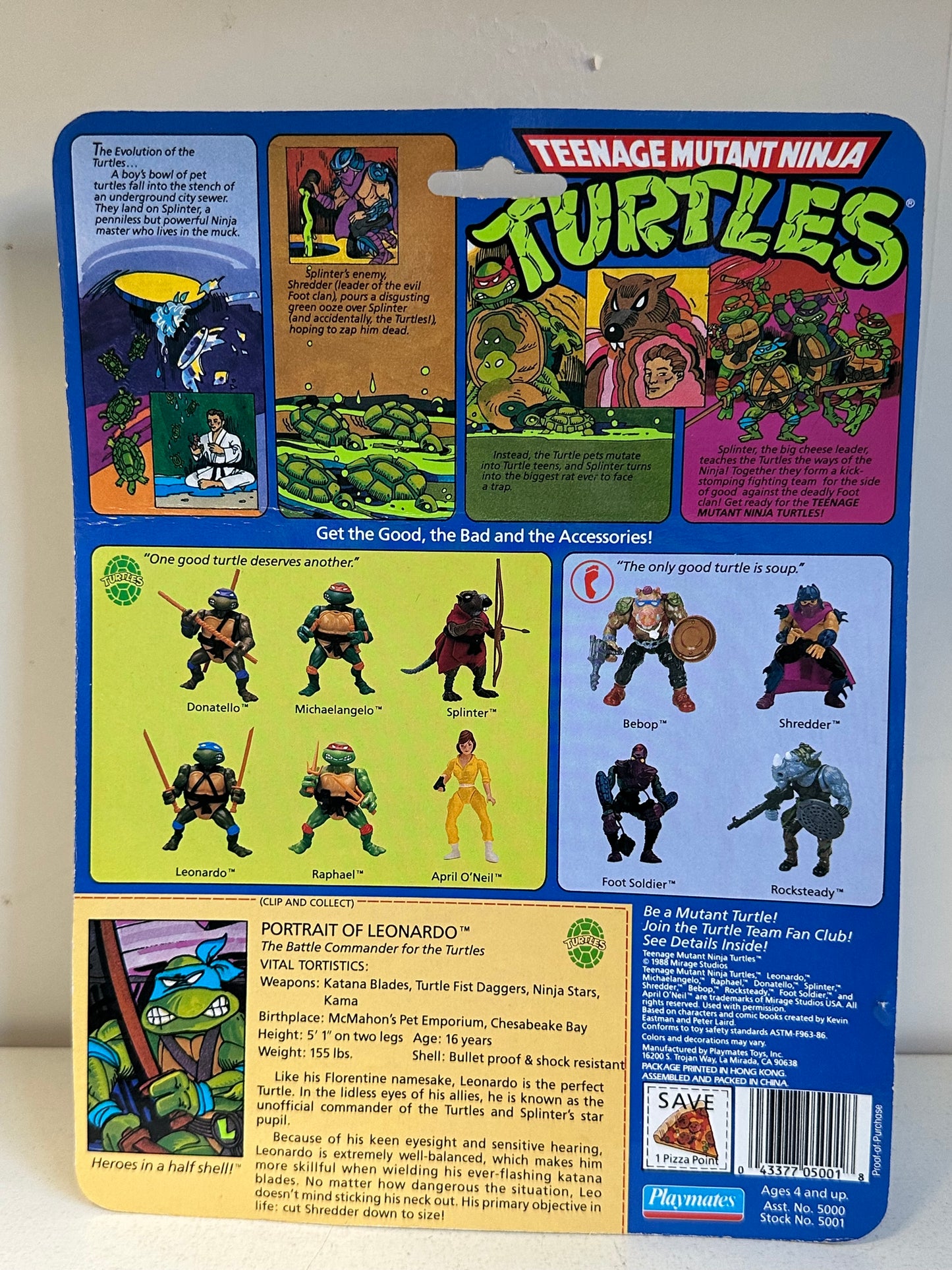 1988 TMNT 10-Back Soft Head Leonardo MOC Sealed Vintage Action Figure Toy