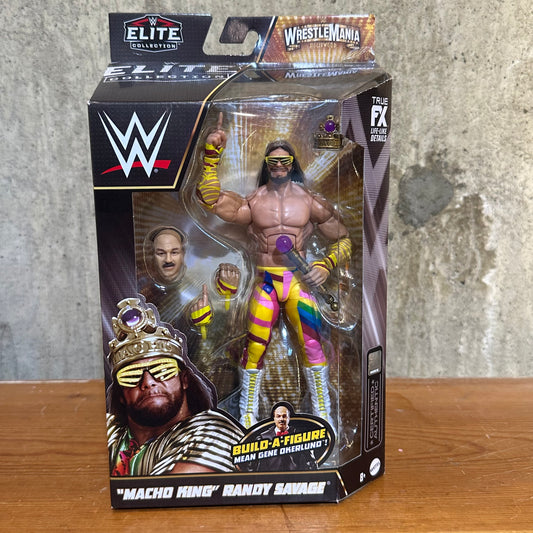 Macho King Randy Savage WWE WWF Elite WrestleMania Mattel BAF Mean Gene Okerlund Sealed Figure