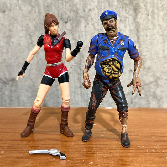 Claire Redfield & Zombie Cop 1998 Resident Evil 2 Toy Biz Capcom Incomplete
