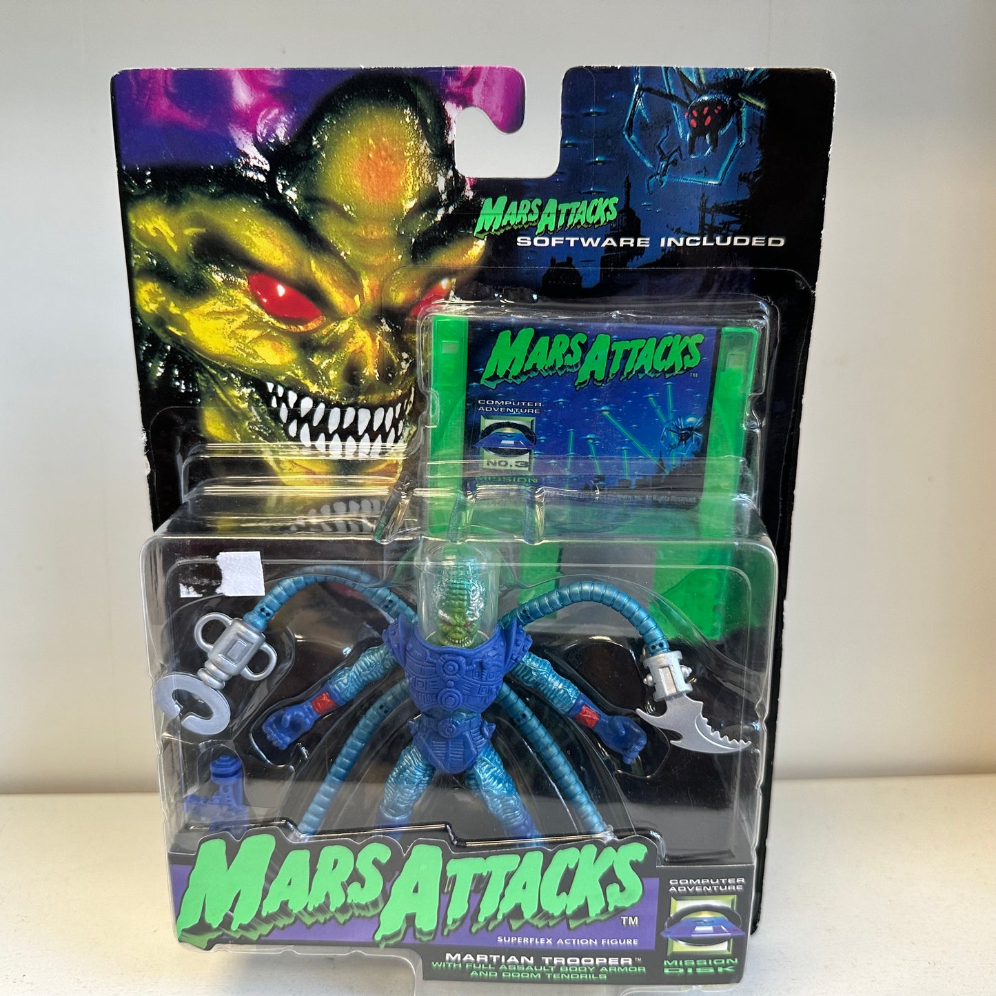 Mars Attacks Martian Trooper Sealed on Card Action Figure Toy