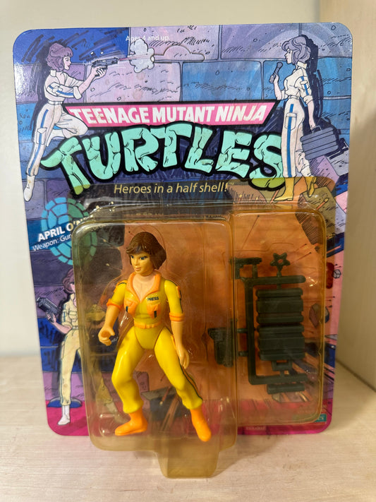 1988 TMNT April O’Neil MOC Blue Orange Suit with Press Vintage Ninja Turtles Action Figure Toy